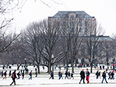 Oval in winter facing Thompson library