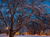 University Hall in the evening