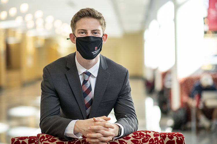Ohio State student Daniel Lesman poses in the Ohio Union