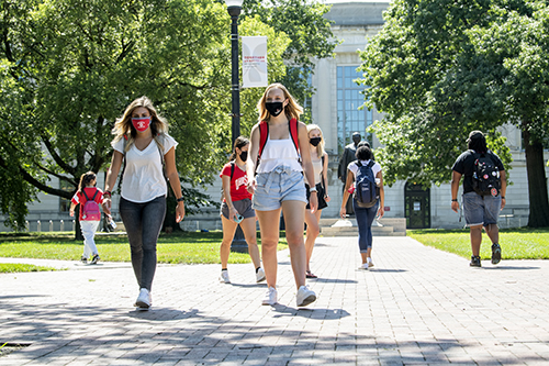 Students walk on campus