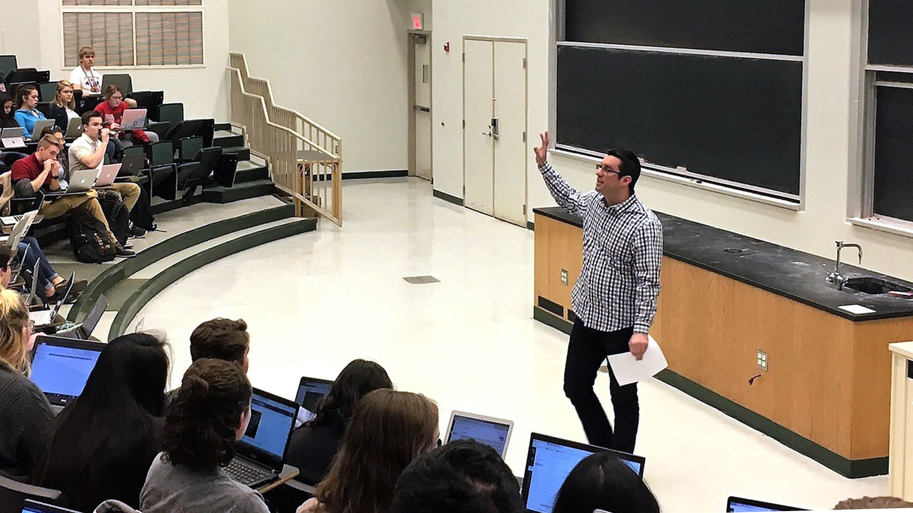 Matthew Stoltzfus lecturing his class at Ohio State