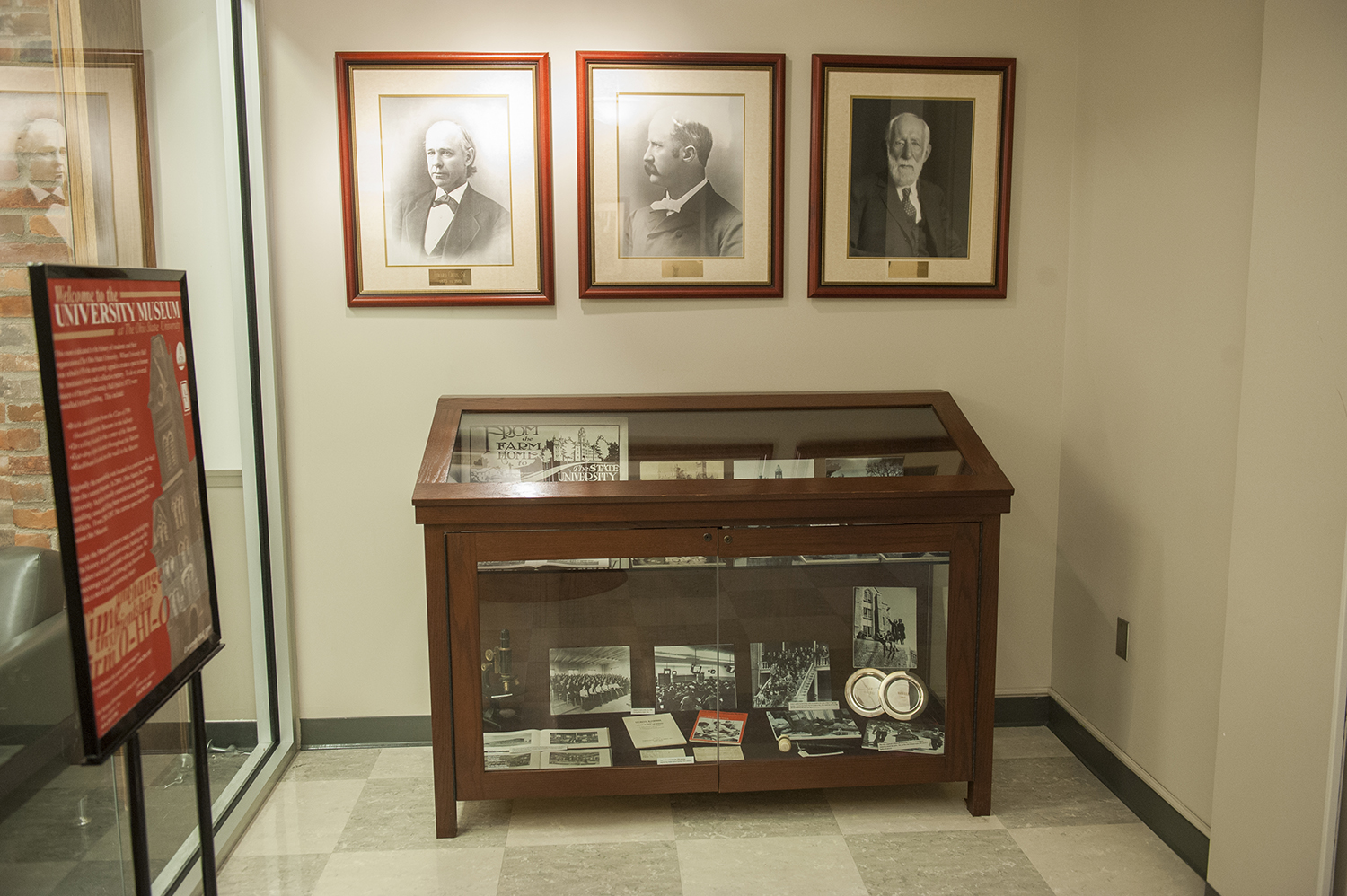 University Museum, found within University Hall, features Buckeye memorabilia and artifacts. Photography by Jo McCulty.