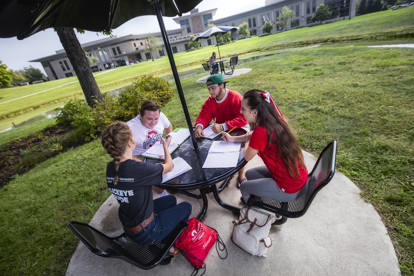 Students studying on Ohio State Newark campus