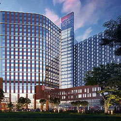 Architectural rendering of The Ohio State University Wexner Medical Center new inpatient tower