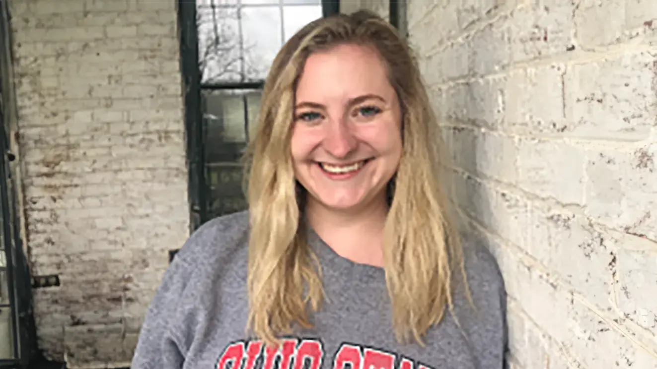 christine cockley portrait wearing an ohio state sweatshirt