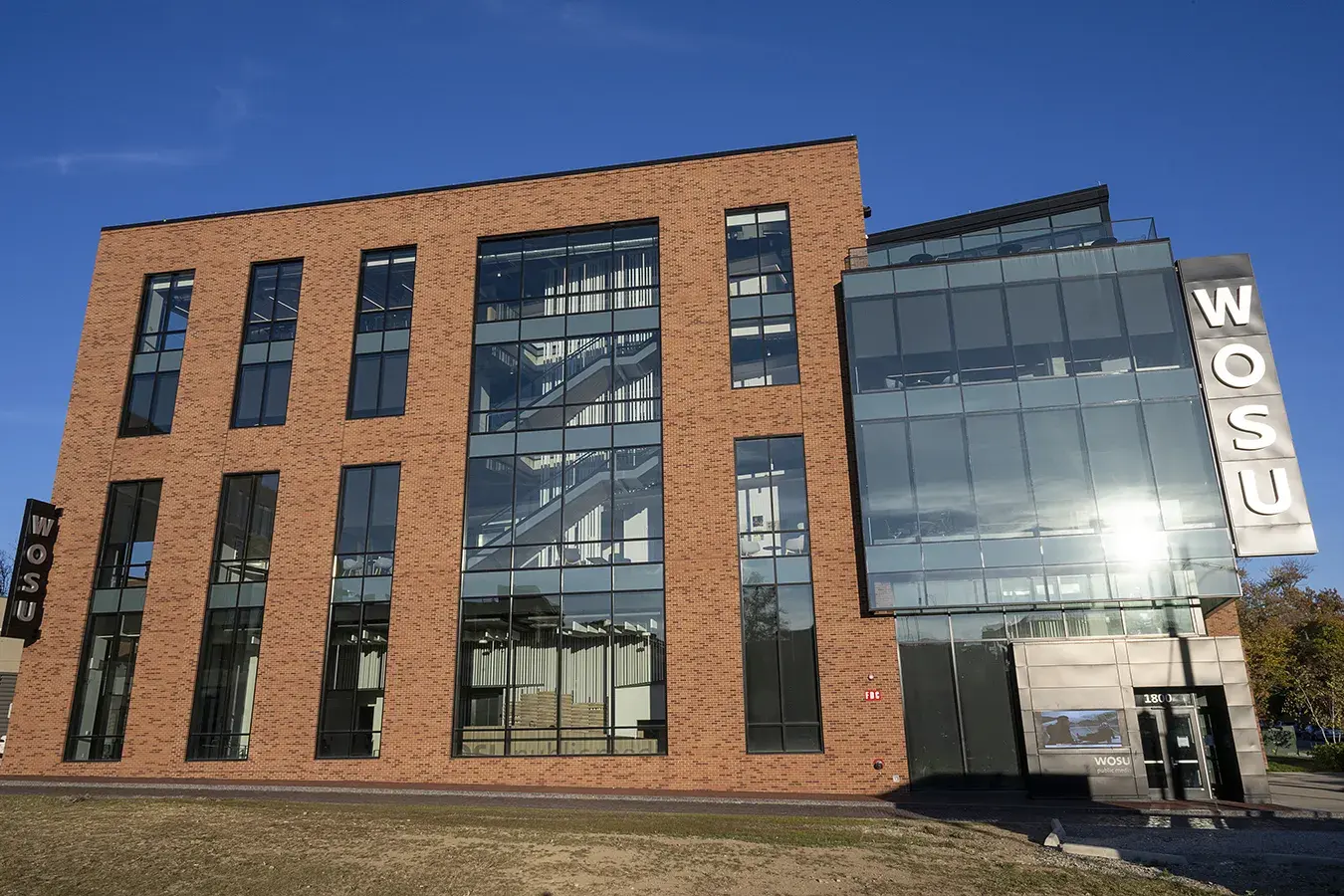 wosu building exterior with brick and glass