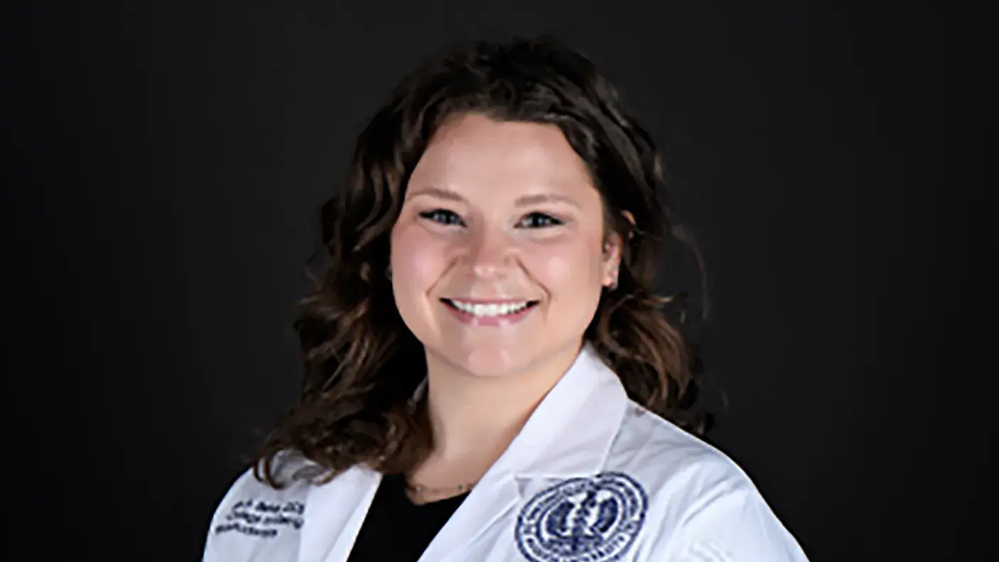 sarah baker portrait wearing white lab coat