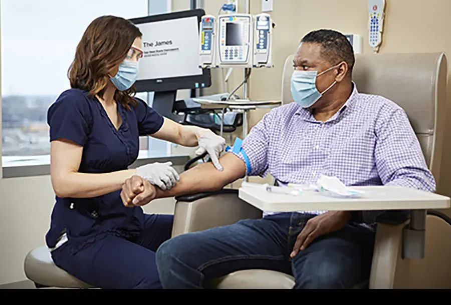 Physician examining a patient