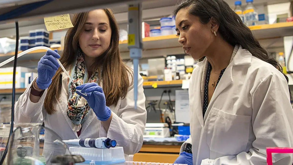 Two women are working together in a lab