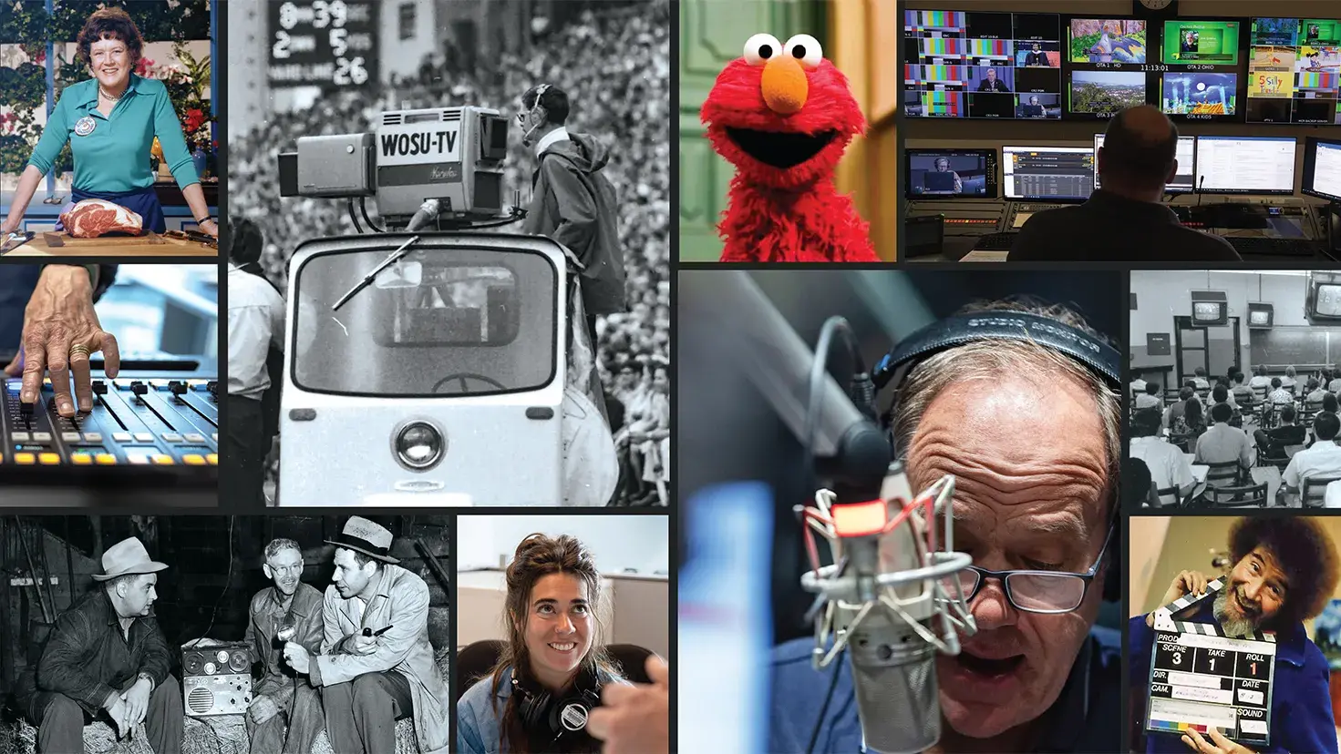 Collage of images celebrating WOSU