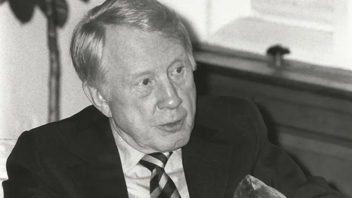 Black and white photo of Frank Stanton