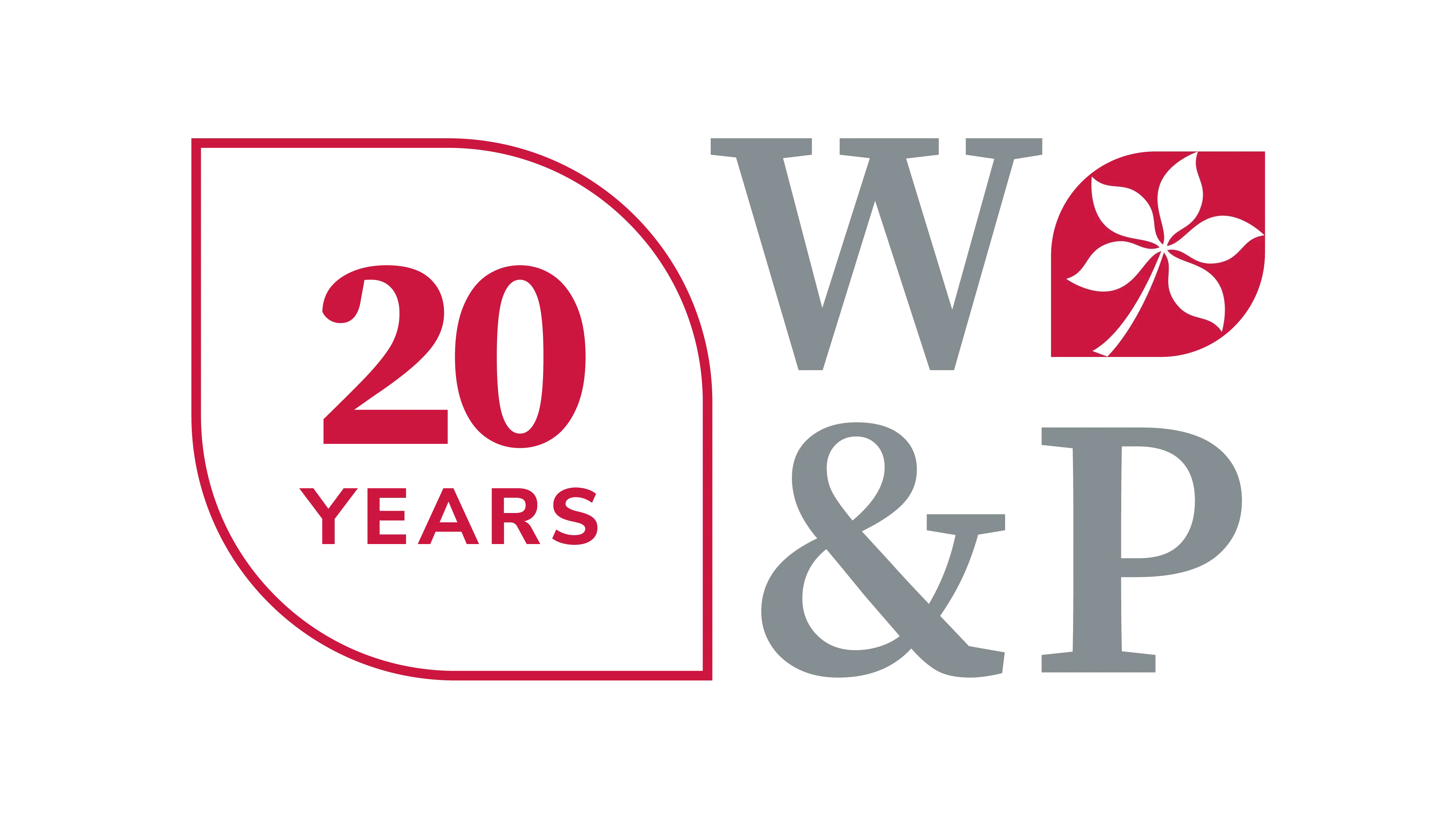 “20 Years” anniversary mark next to the stylized W&P logo, which includes a red buckeye leaf icon