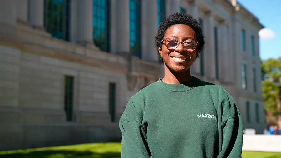 Cerena Dawson standing outside in front of a building.