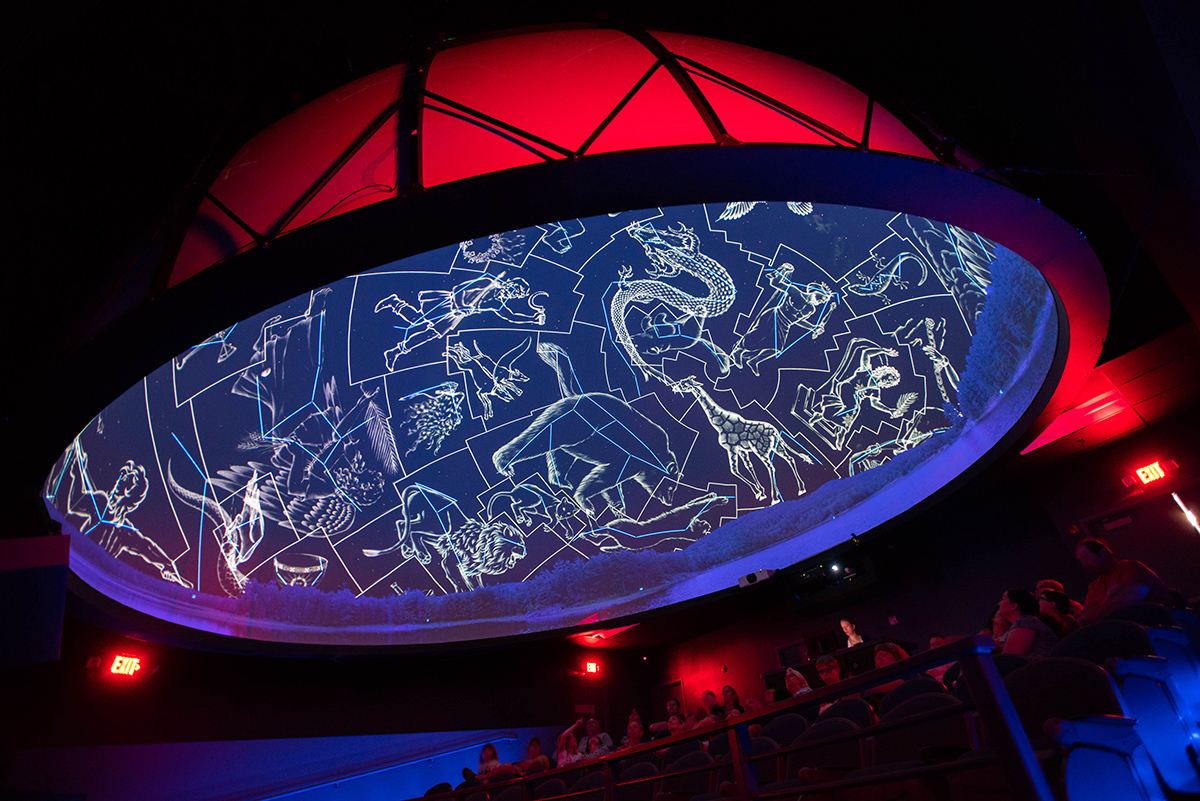 A astronomical display at the SciDome Planetarium at Ohio State Newark.