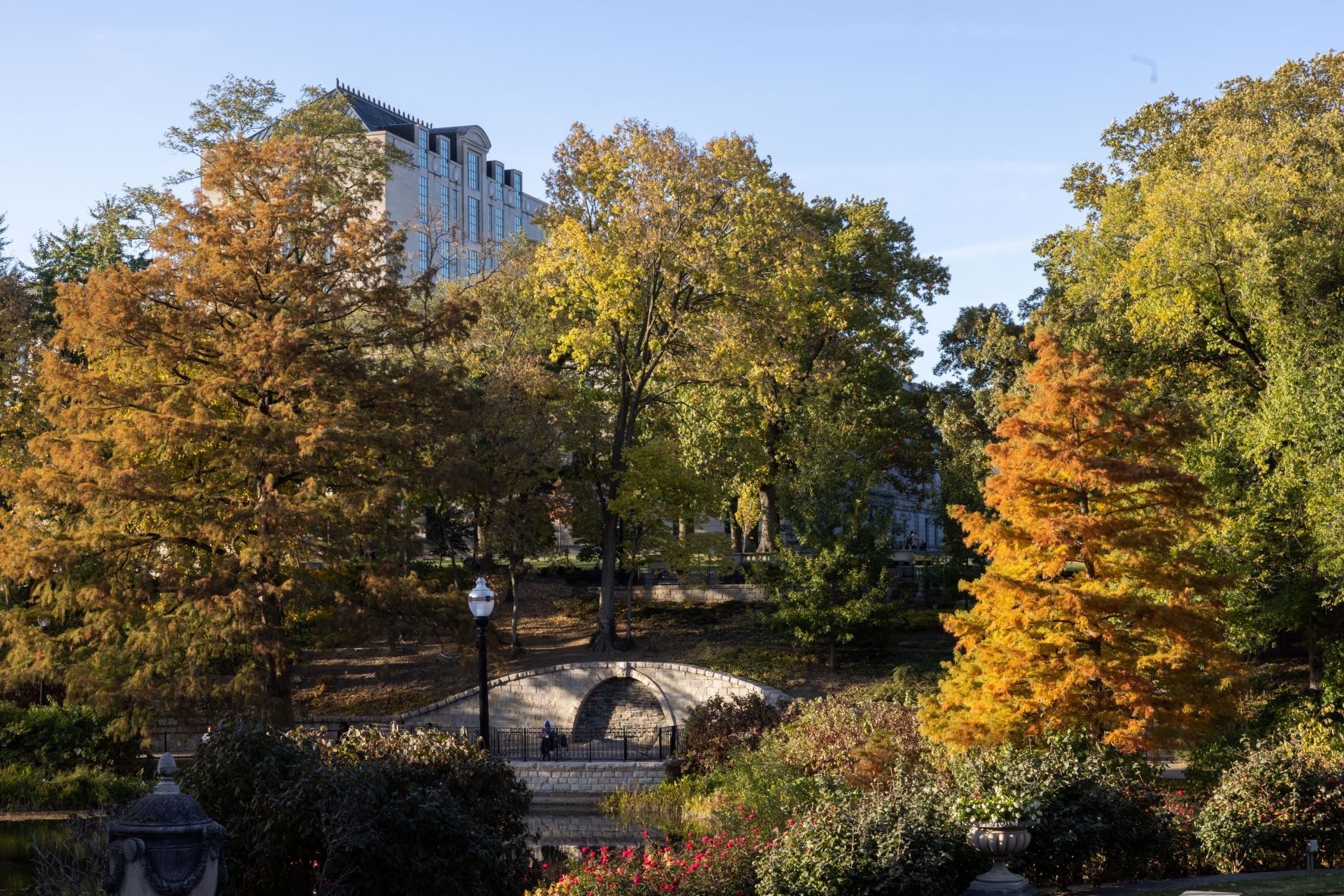 Ohio State's Columbus campus with leaves turning in the fall