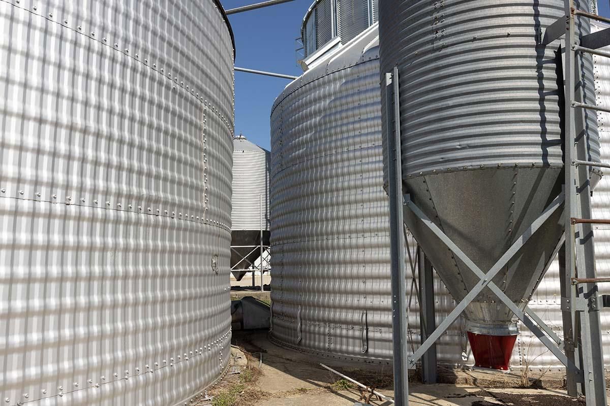 Grain storage bins at Brandt farm