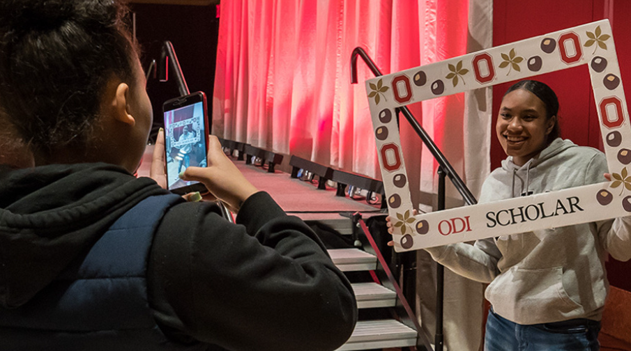 Khadazia Conner poses for a photo after deciding to commit to Ohio State in 2019 as part of the Young Scholars Program. 