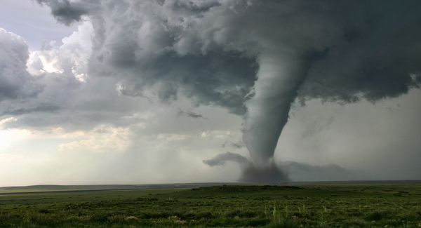 tornado funnel cloud with storm clouds
