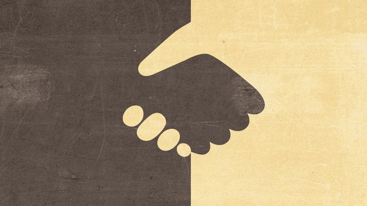 An illustration of two hands shaking
