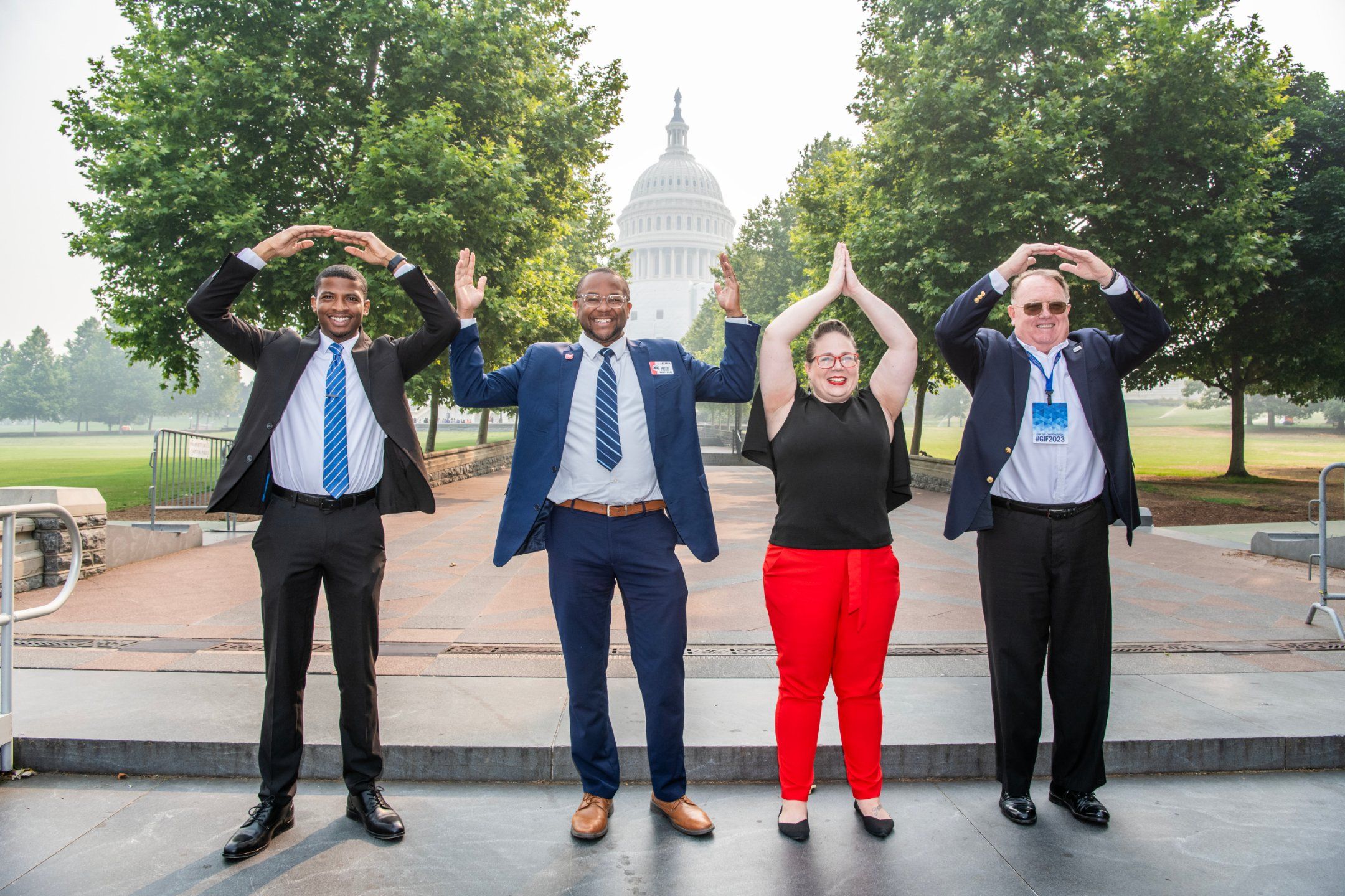 An O-H-I-O in front of the US Capitol.