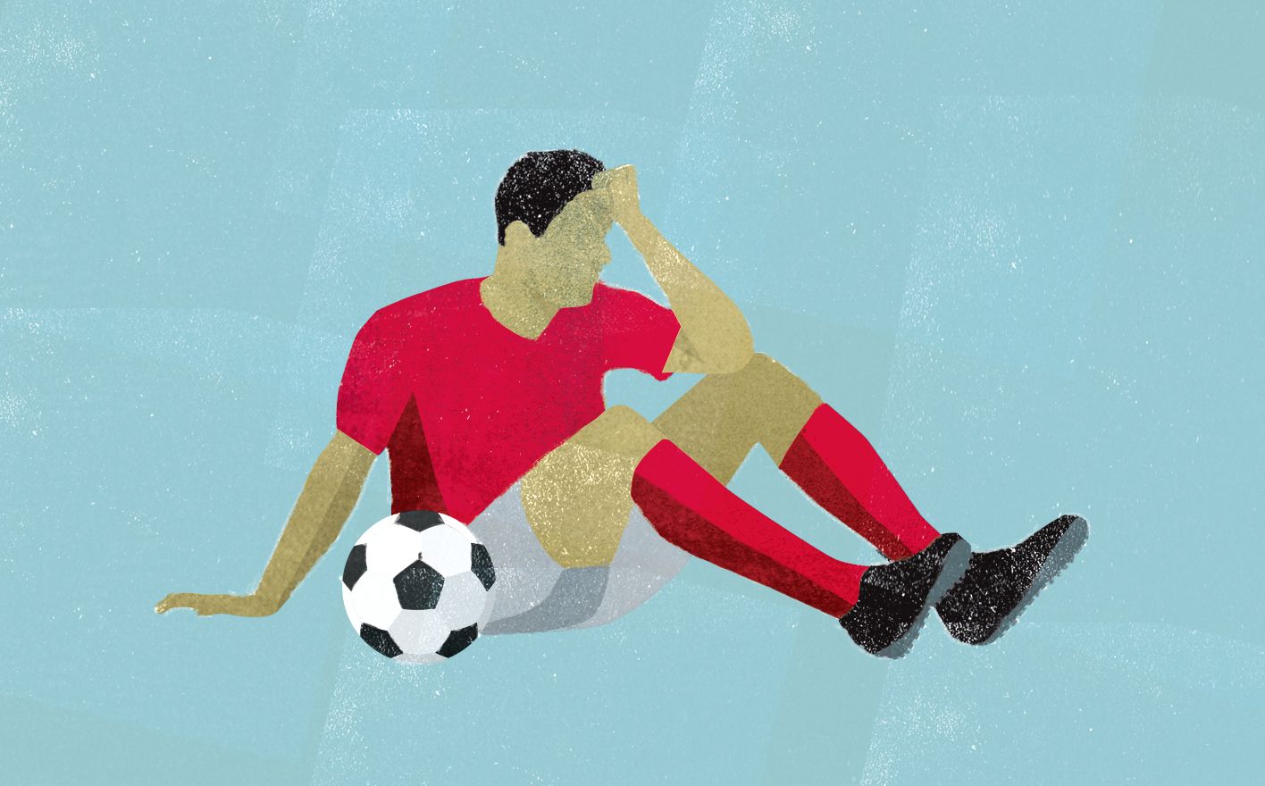 Illustration of soccer player with head injury