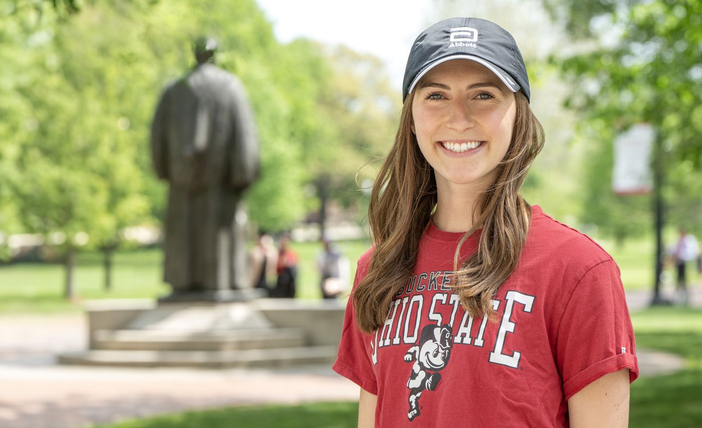 Ohio State graduating senior Liddie Ainsworth poses on campus.