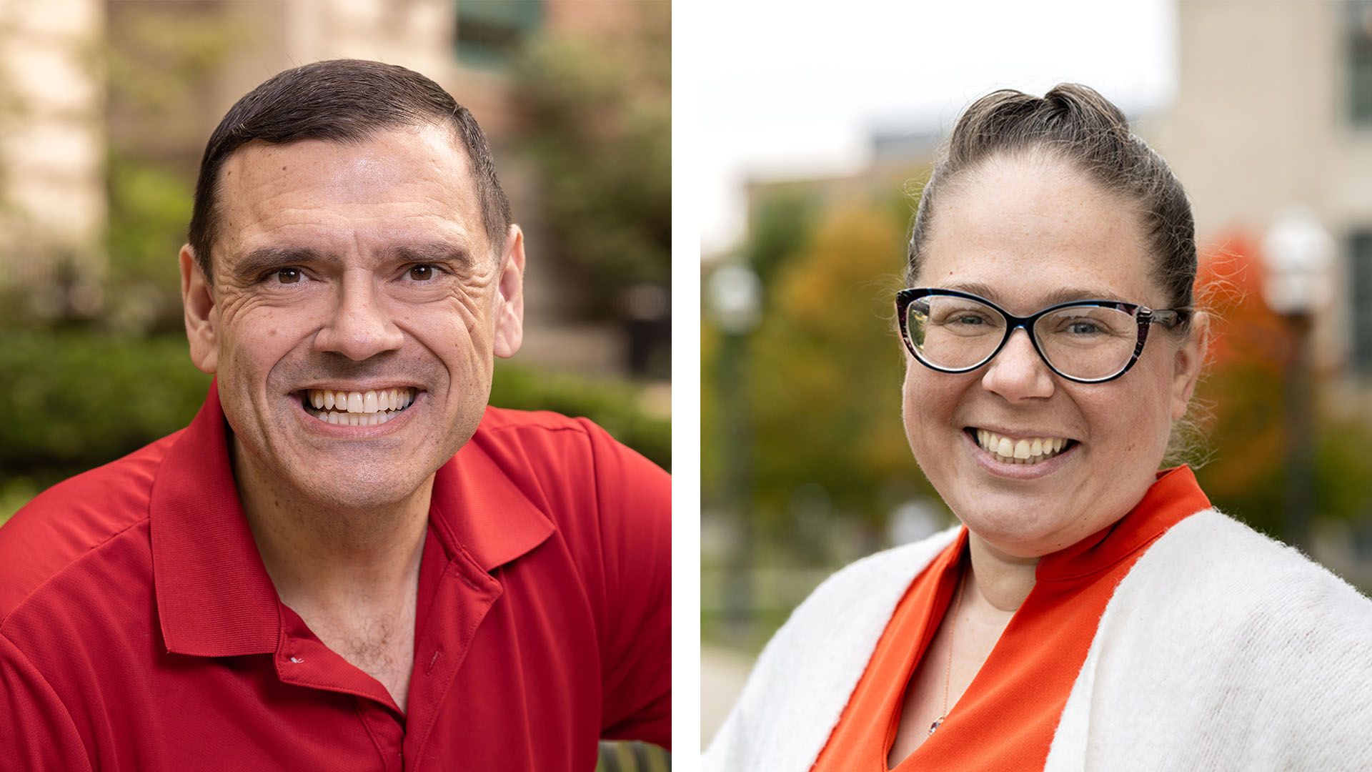 Headshot of Michael Neblo PhD on the left and headshot of Gretchen Klingler on the right