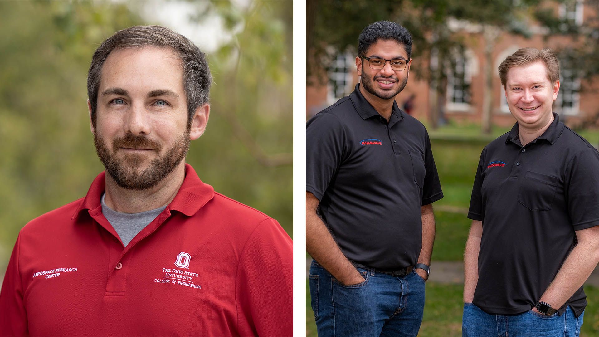 Headshot of Matt McCrink on the left and a group shot of ParaWave, Adithya Ramaswami and Jack Murray on the right