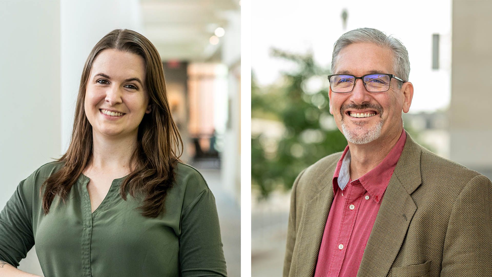 Headshot of Tessa Cannon on the left and headshot of Greg Pugh on the right