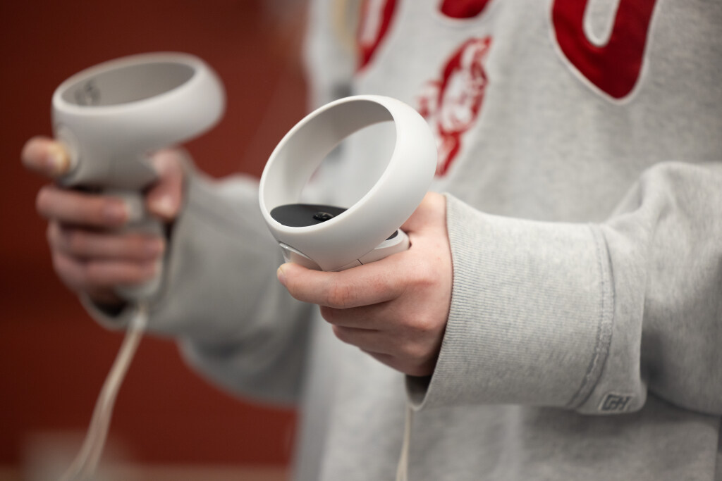 Up close of virtual reality equipment